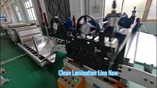 Limpieza de la línea de producción de laminación.